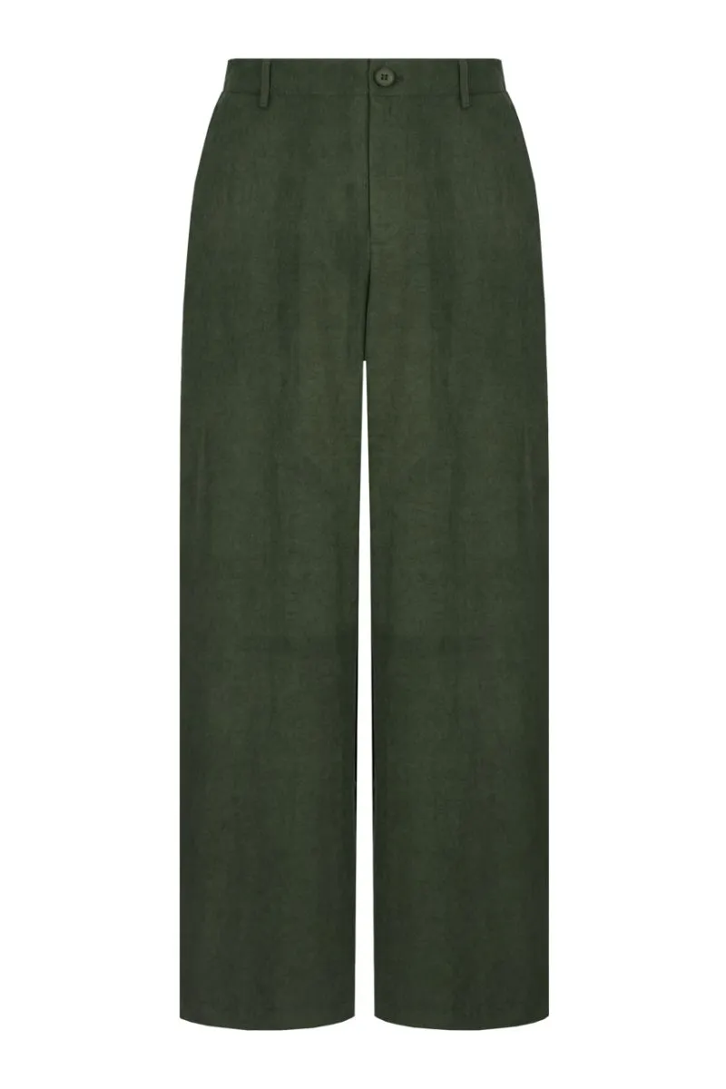 CS The Label Pernilla Pants Dark Olive, donkergroene damesbroek